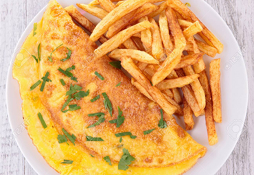 Chicken & Cheese Omelet with French fries