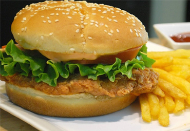 Crispy Chicken Burger with French Fries